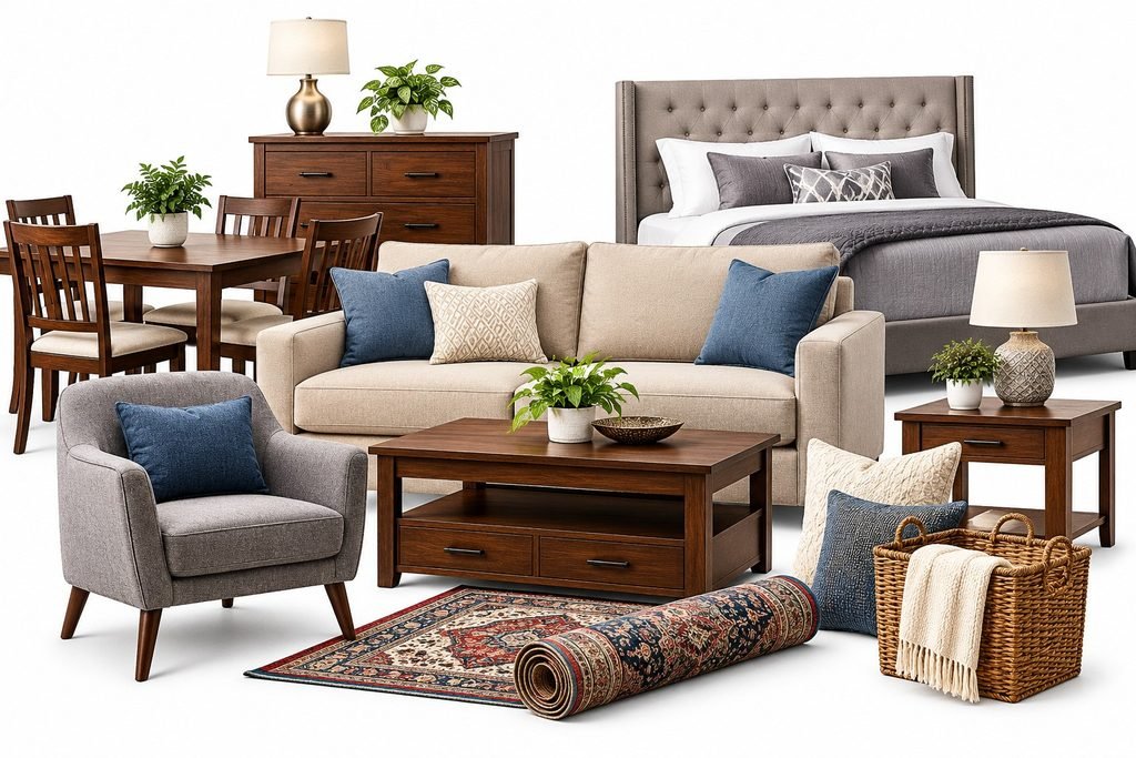Home furniture, bedroom, dining room and home décor